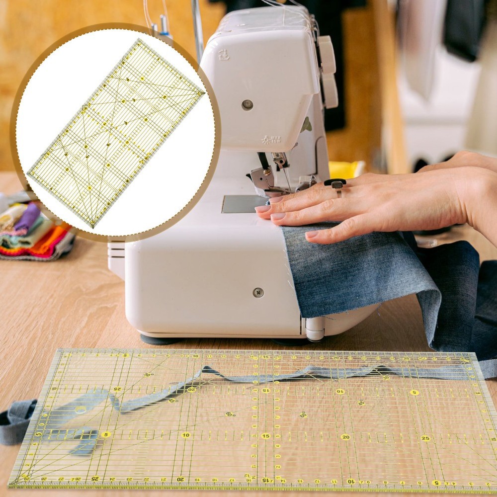 Cutting Ruler with Double Colored Grid Lines for Quilting Projects 15 x 30cm