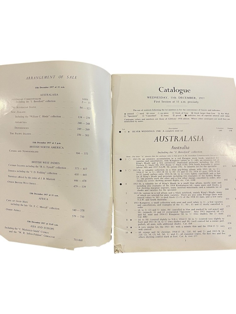 1957 Robson Lowe British Empire Stamp Auction Catalogue + Prices Realised