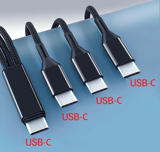 Multi USB C Cable 4FT, 3 in 1 Multiple Type C Charging,3A Splitter Black