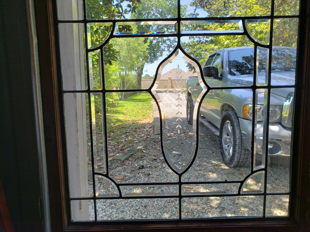 ANTIQUE BEVELED GLASS WINDOW ARCHITECTURAL SALVAGE