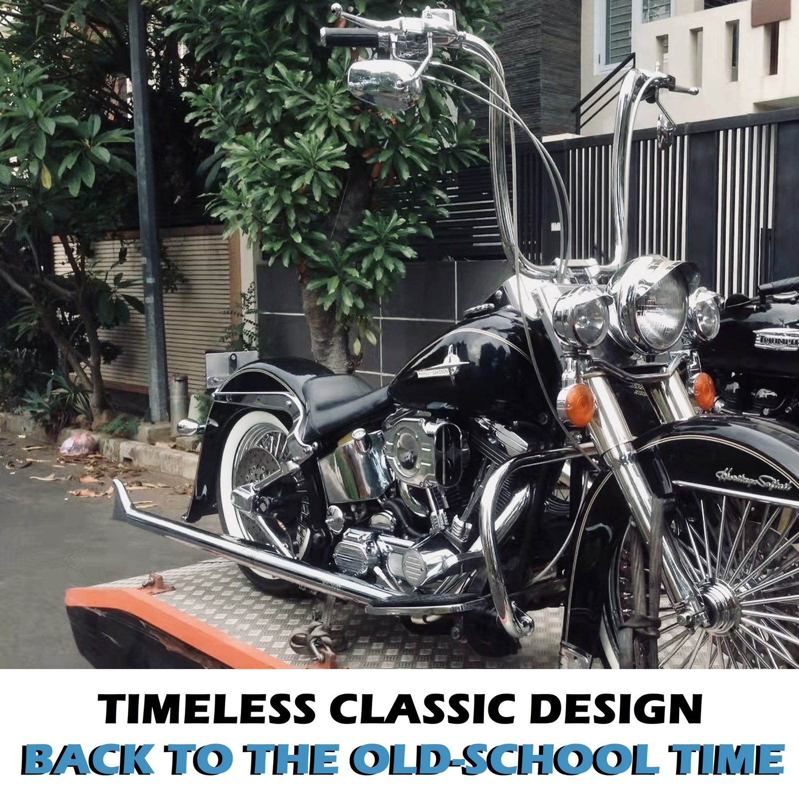 SHARKROAD 42'' Fishtail Pipes for Harley Softail with 1.75'' True Dual Headers