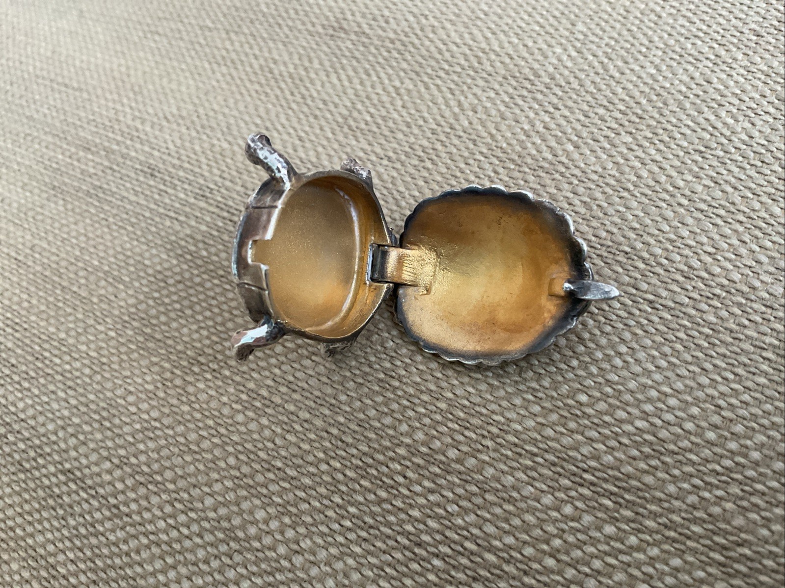 Antique Blackinton Sterling Turtle Pill Box - Gold Wash Inside - GreatCondition!