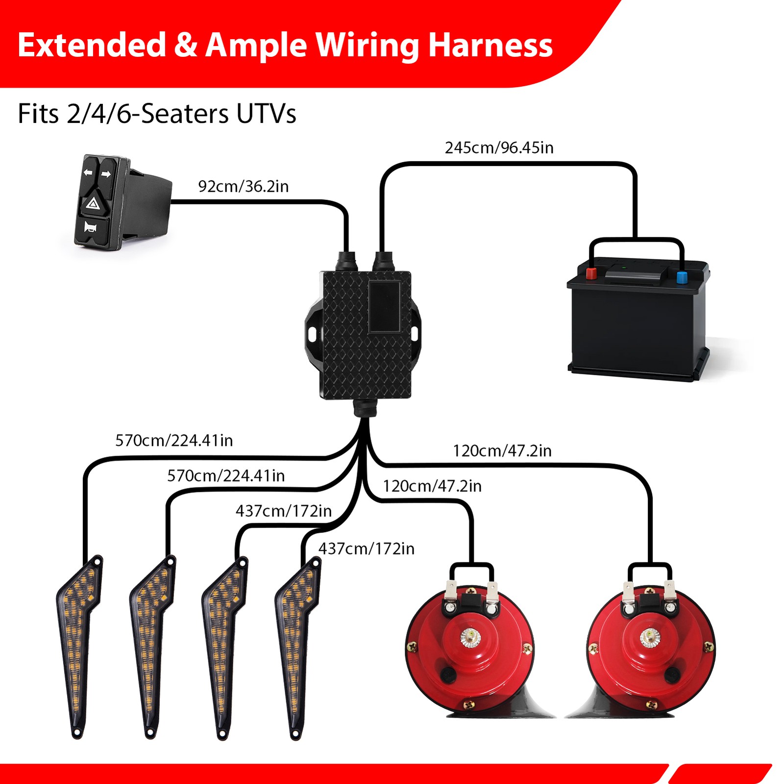 UTV LED Lights Turn Signal Horn Street Legal Kit Blinker For Polaris RZR XP 1000