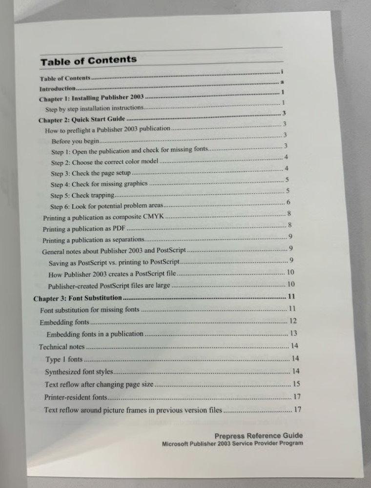NEW ~ Microsoft Publisher 2003 Book Prepress Reference Guide - Vintage