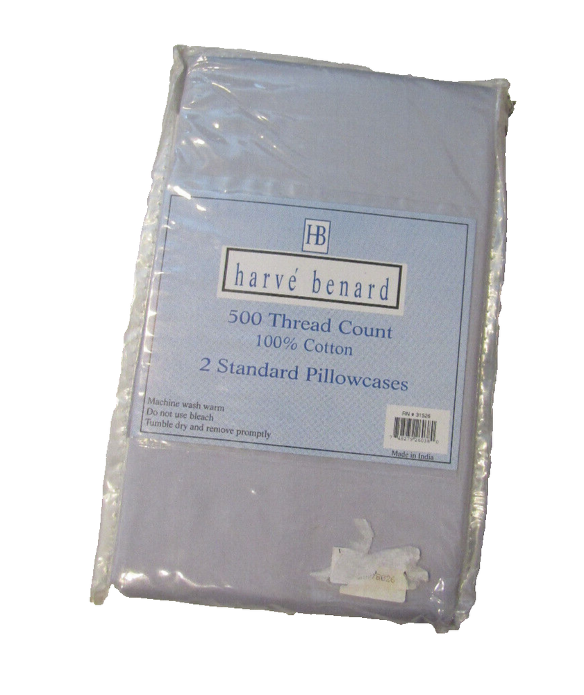 HARVE BENARD Gray Two Standard Pillowcases 500 Thread Count Cotton