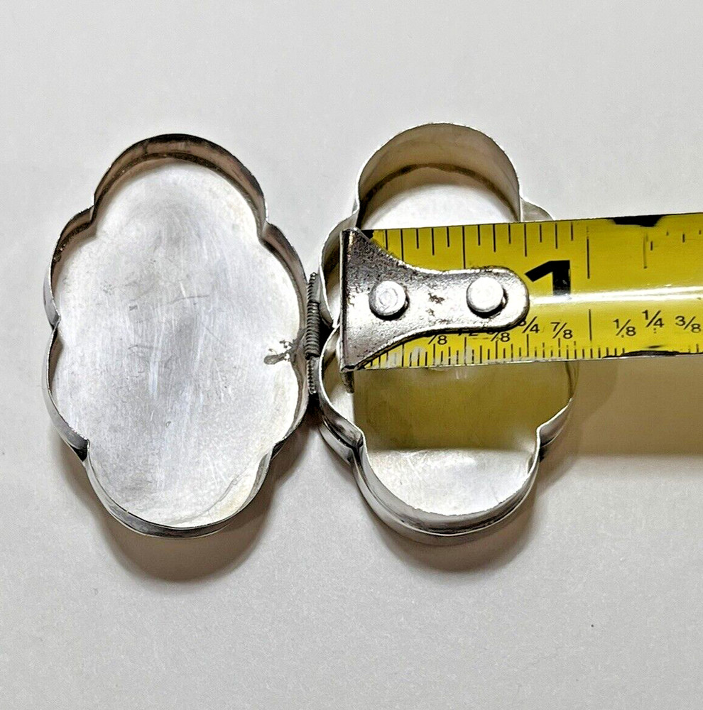 Sterling Silver Pill Box Turquoise Stone 8.5 Gr. No Monogram.