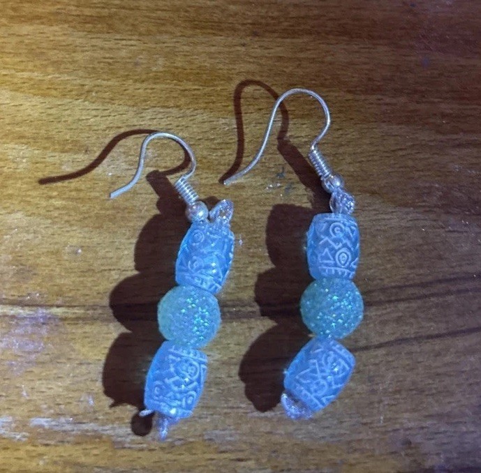 Handmade Blue Beaded Earrings