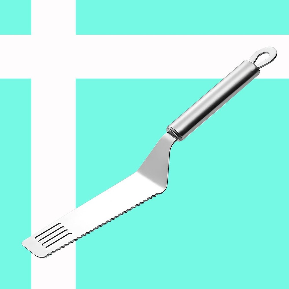 Pie Server Serrated and Cake Cutter,Stainless Steel Pie Server Angled Icing S...