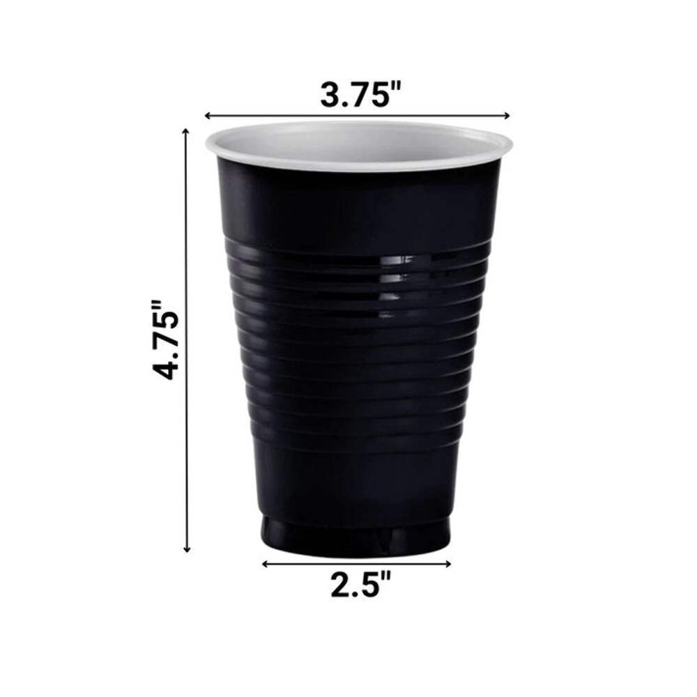 Disposable 18oz Black Plastic Cups: 4CT