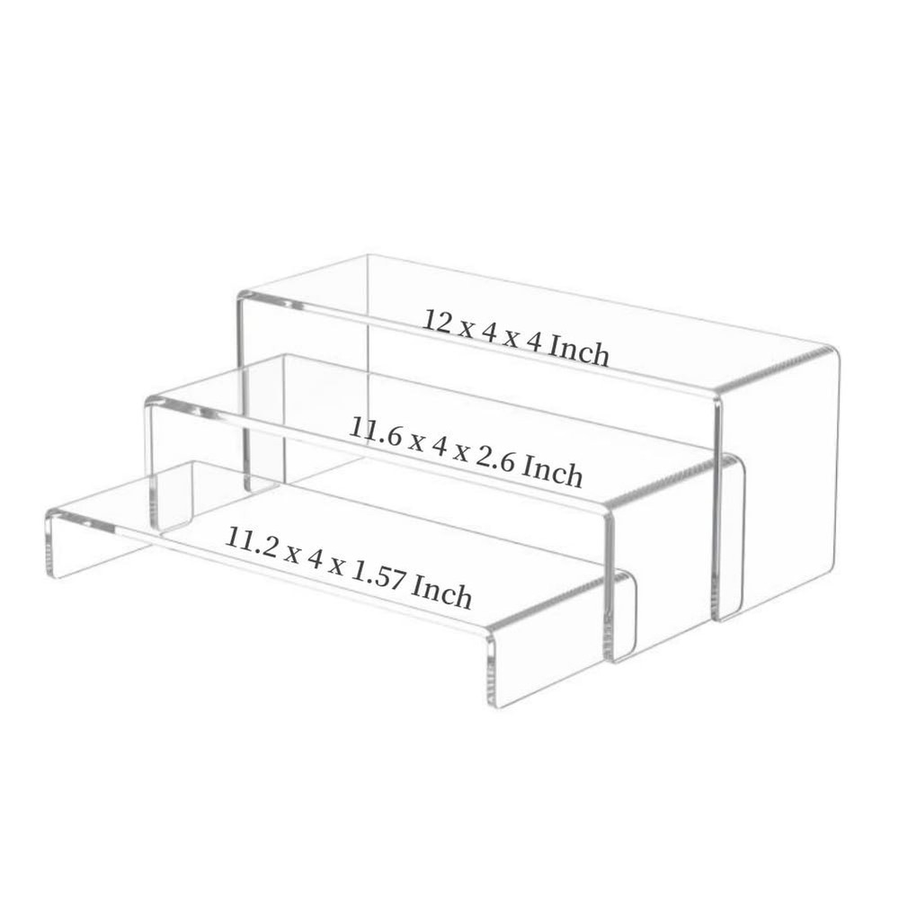 6Pcs Acrylic Display Risers 2 Set Large Clear 12 Inch Rectangular Acryic Rise...