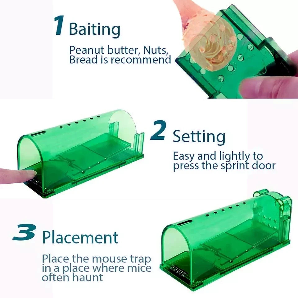 1, 2,4, 6-Humane Mouse Traps Live Catch & Release No Kill Rat Mice Trap Reusable