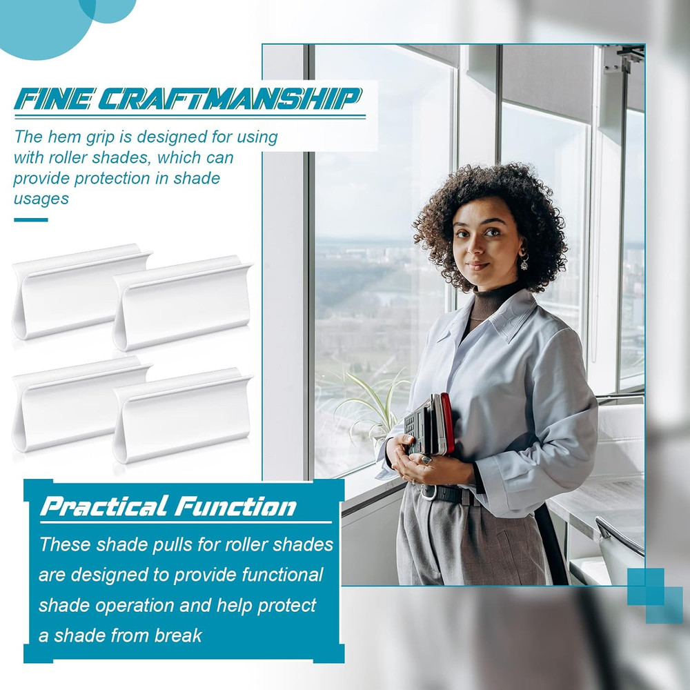 4 Pieces Window Shade for Roller Pull down Roller Shades Handle Blinds for Windo