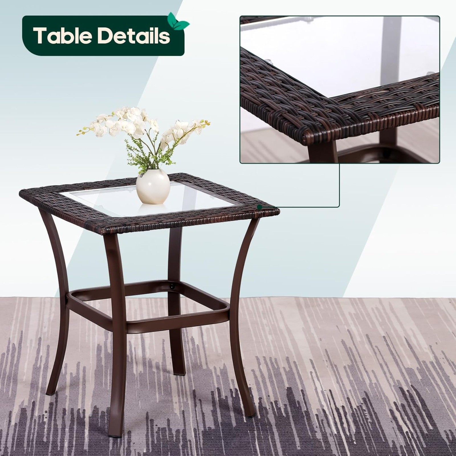 Patio Rattan Rocker With Cushion Outdoor Wicker Rocking Chair & Table Furniture