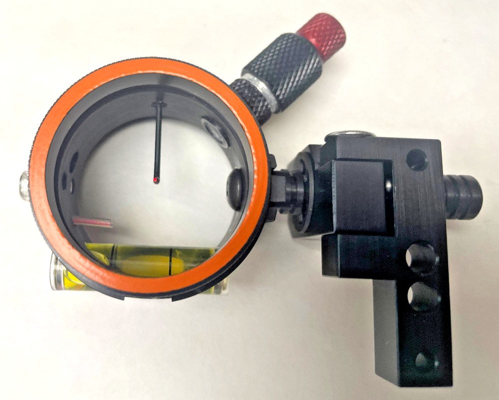 3" DAVIS TARGET SIGHT-Double Knob Mount-5.75" Ext-BLACK/RED KNOBS-Scope .019 Red