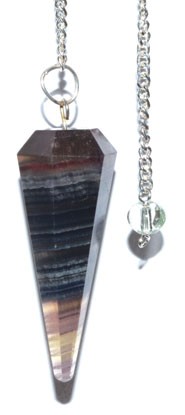Rainbow Fluorite Pendulum - 6-Sided Psychic Shielding Ritual Dowsing Tool