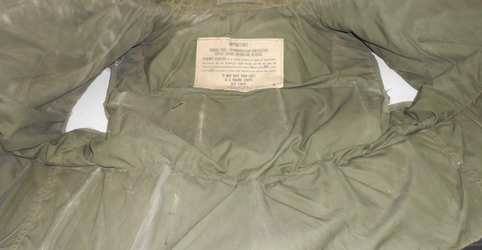 USMC M1955 Flak Jacket Vest w/Inserts Large "Well Worn" Free Shipping
