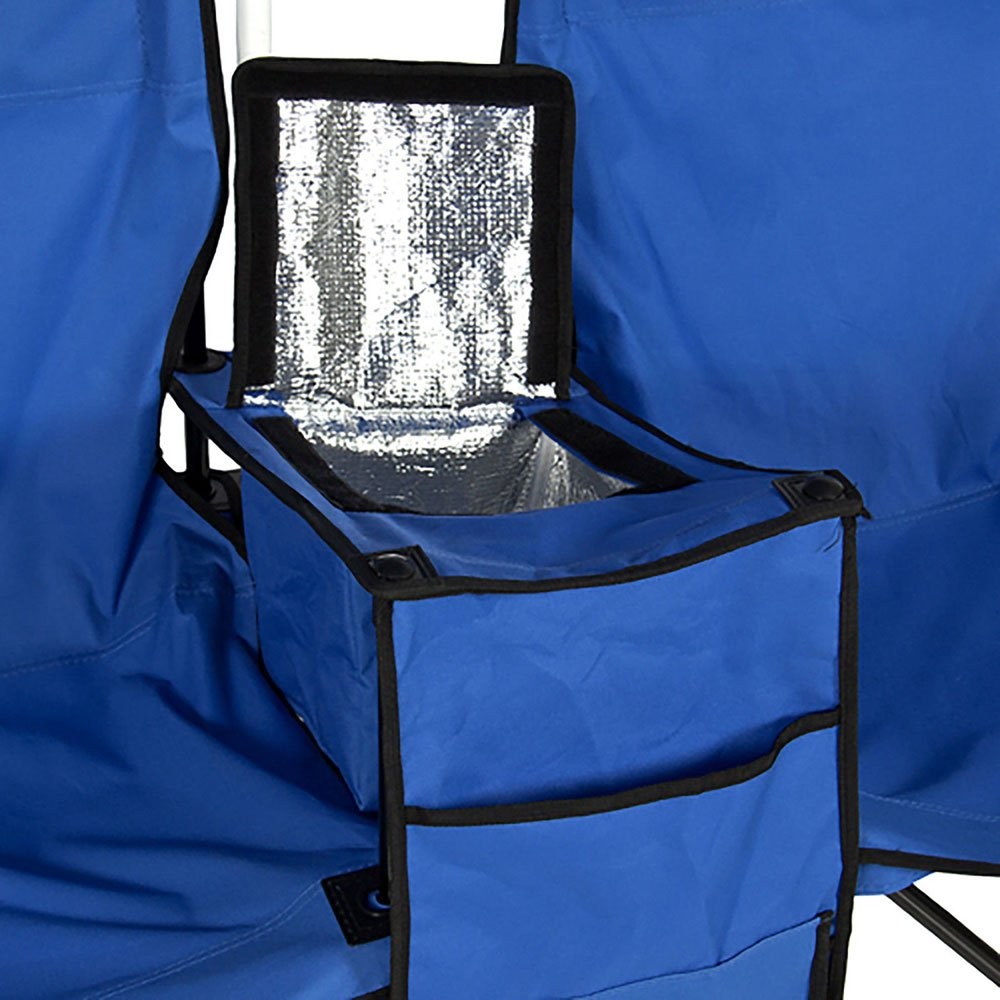 Crazyworld Double Folding Chairs with Removable Umbrella Table Cooler Blue