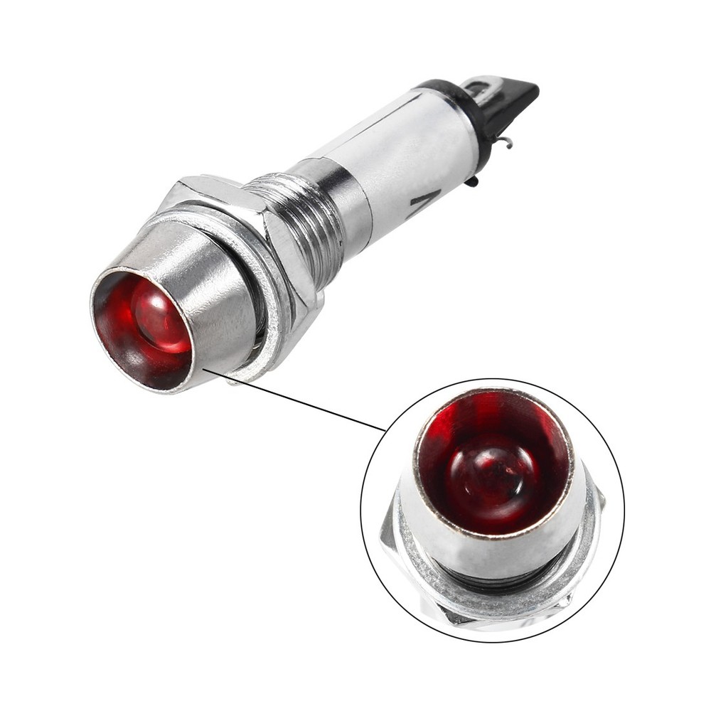 8pack Indicator Light DC 24V Red Metal Shell Panel Mount 5/16" 8mm