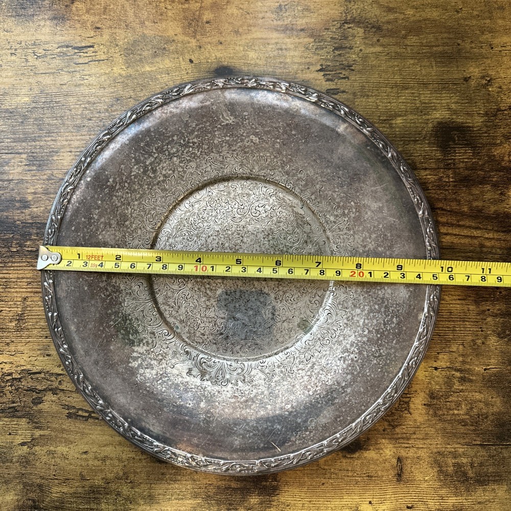 Vintage Silver Plated Round Tray Small 10”
