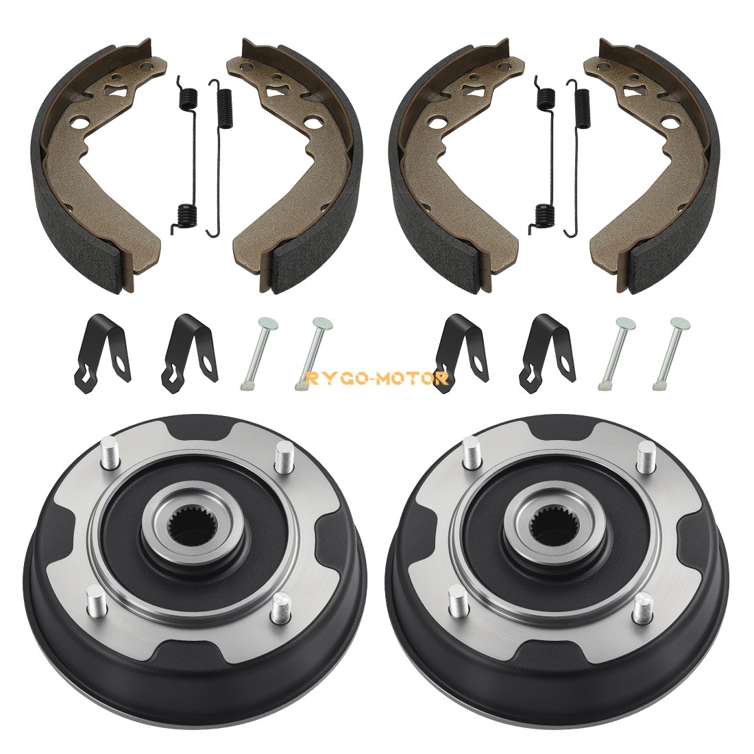 Rear Wheel Brake Drum & Brake Shoes 2SET for Kawasaki Mule 550 KAF300C 1997-2004