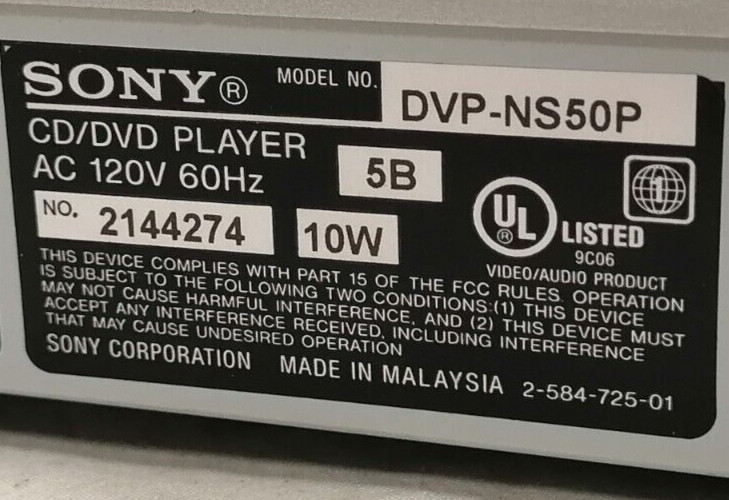 Sony DVP-NS50P CD/DVD Player