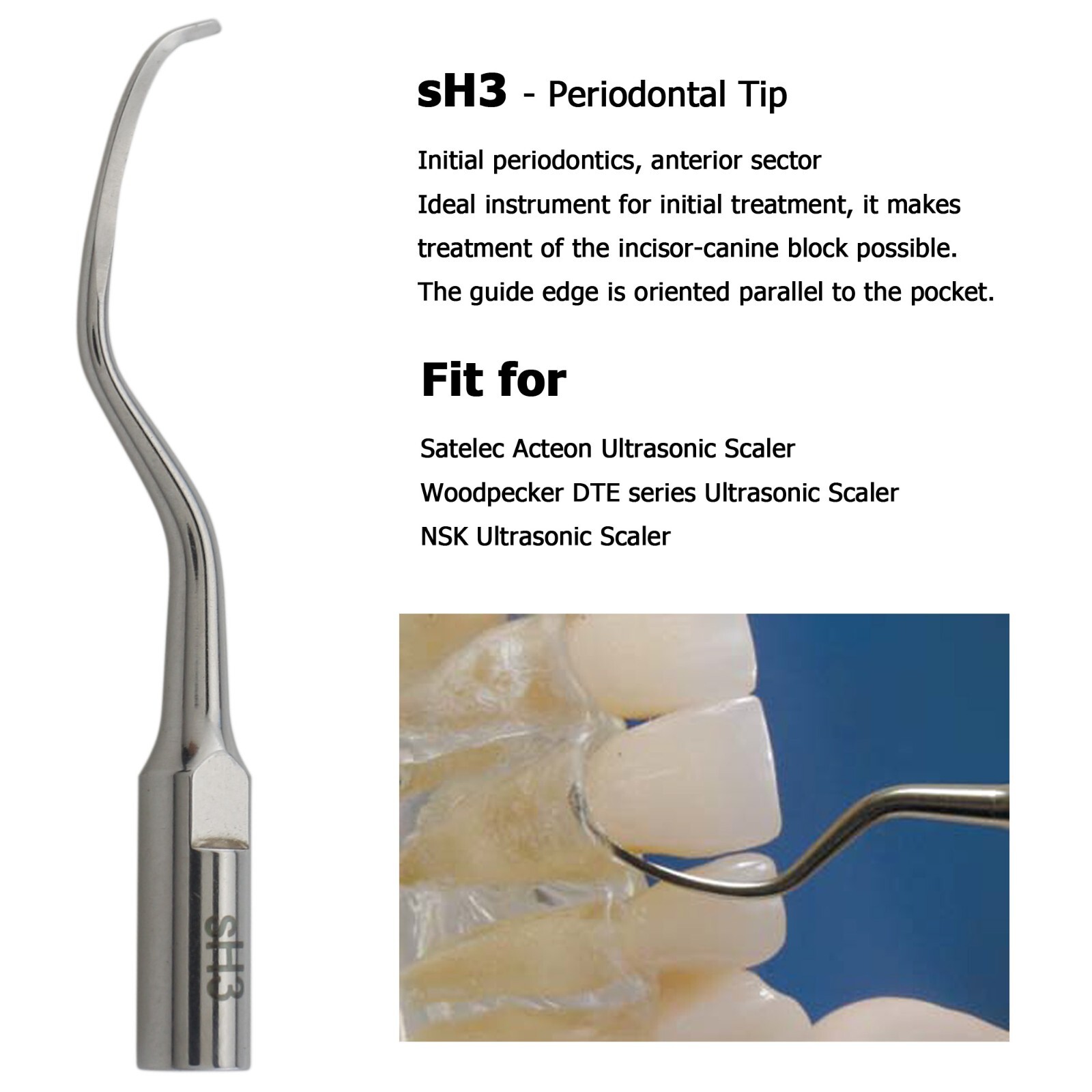 Dental Satelec Acteon H3 Ultrasonic Piezo Scaler Tips H3 Periodontal Curette P5