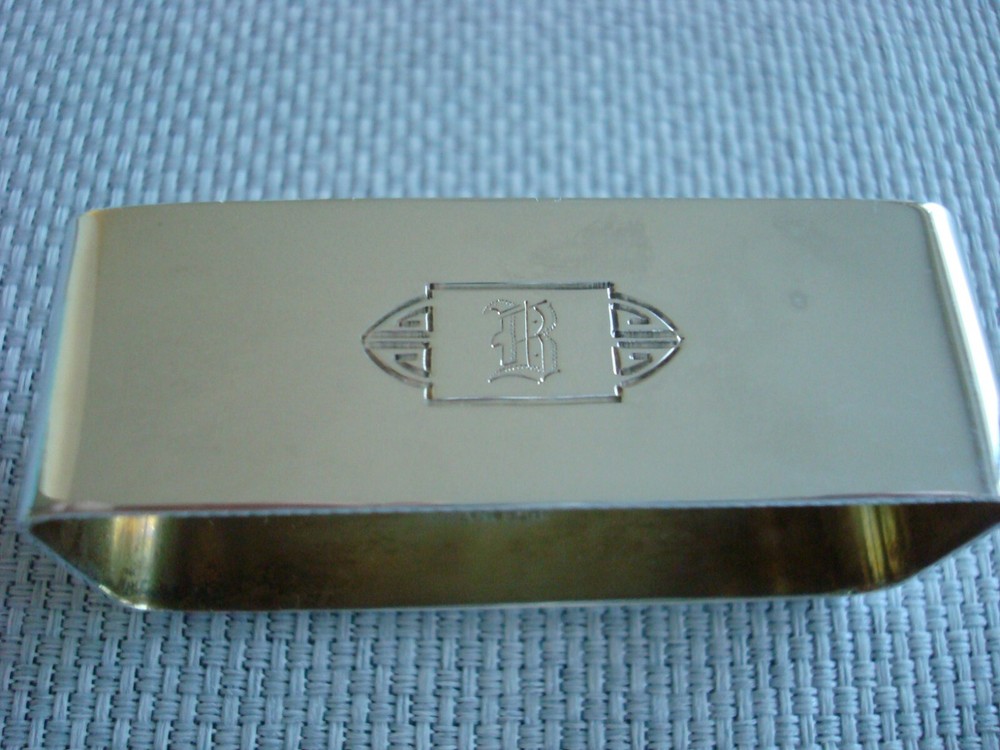 INTERNATIONAL WAITROUS STERLING SILVER ~ NAPKIN RING RECTANGLE ~ MONO "B"