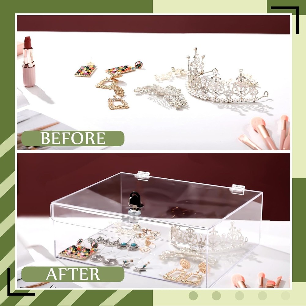 Clear Acrylic Locking Display Case with Keys Large Medication Lock Box Snack ...