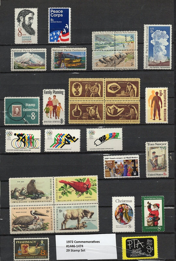 1972 US Commemorative Stamp Set #1445-1474 MINT NH