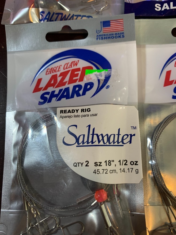 READY RIG 18" 1/2oz. 2-pack Lot x4pks Eagle Claw Lazer Sharp