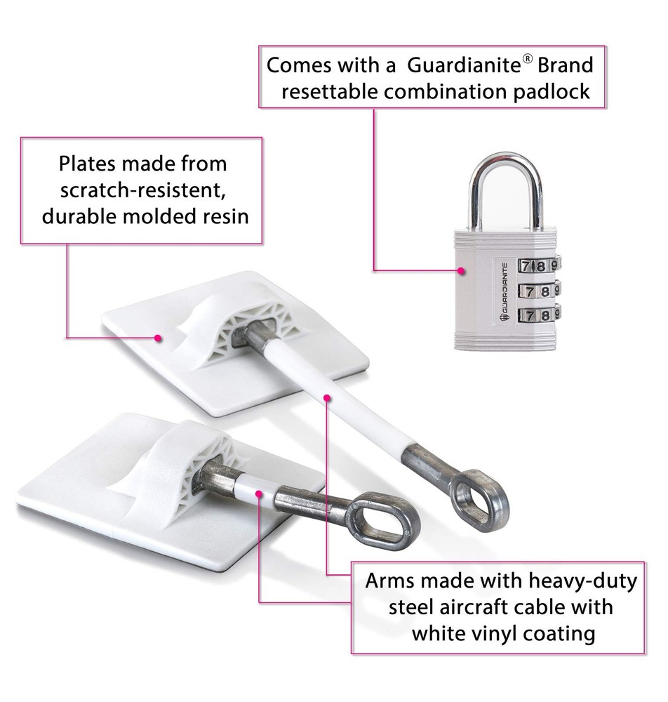 Refrigerator Lock (White with Silver Combination Padlock)