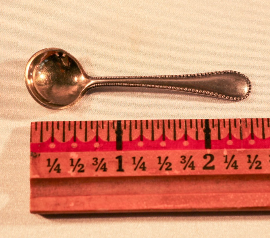 Two CRC nickel silver salt cellar spoons