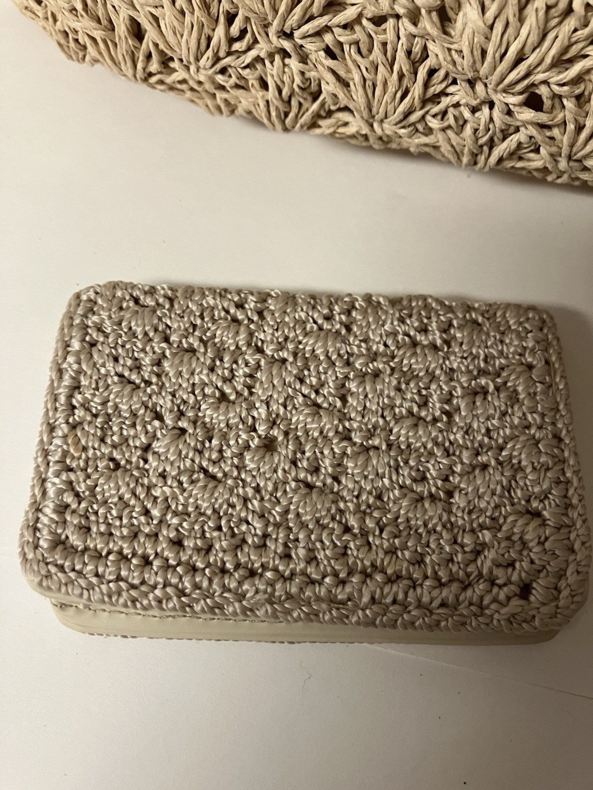 VINTAGE Disney Lady & the Tramp Woven Straw Tote Wallet Card Coin Case Lot EUC