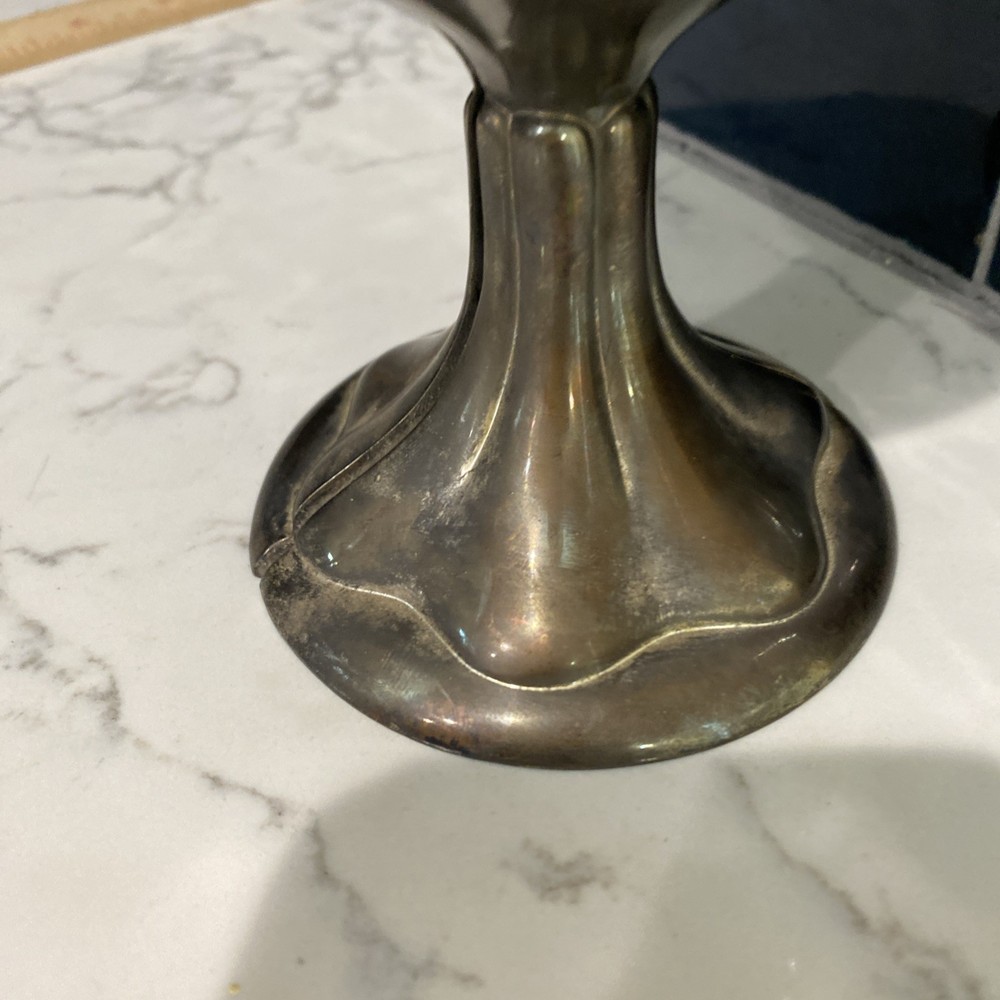 VTG Silver Plated Double Heart Wedding Anniversary Split Chalice GOBLETS 5.5”