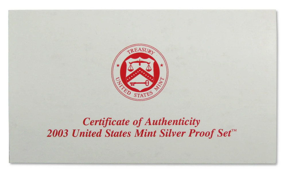 US Mint Silver Coin Proof Set 2003 90% Uncirculated Box & Coa Estate Lot