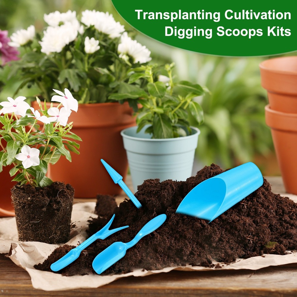 2-Set Transplanting Succulent Cultivation Digging Scoops Kits [Blue]