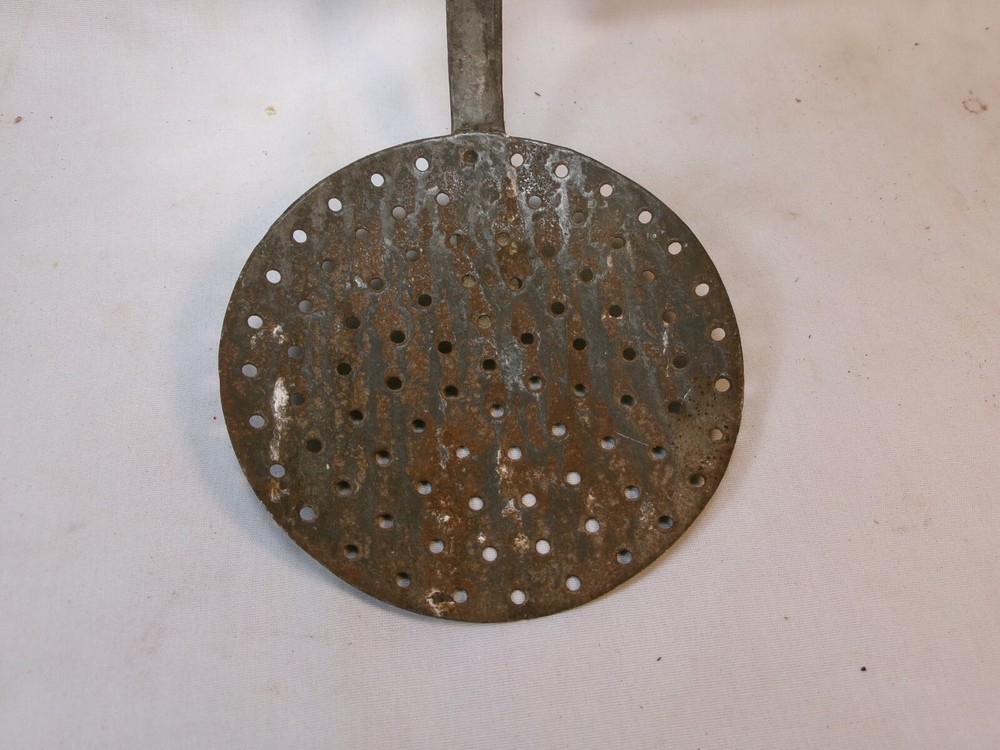 Vintage Rustic Metal Strainer Ladle Skimmer