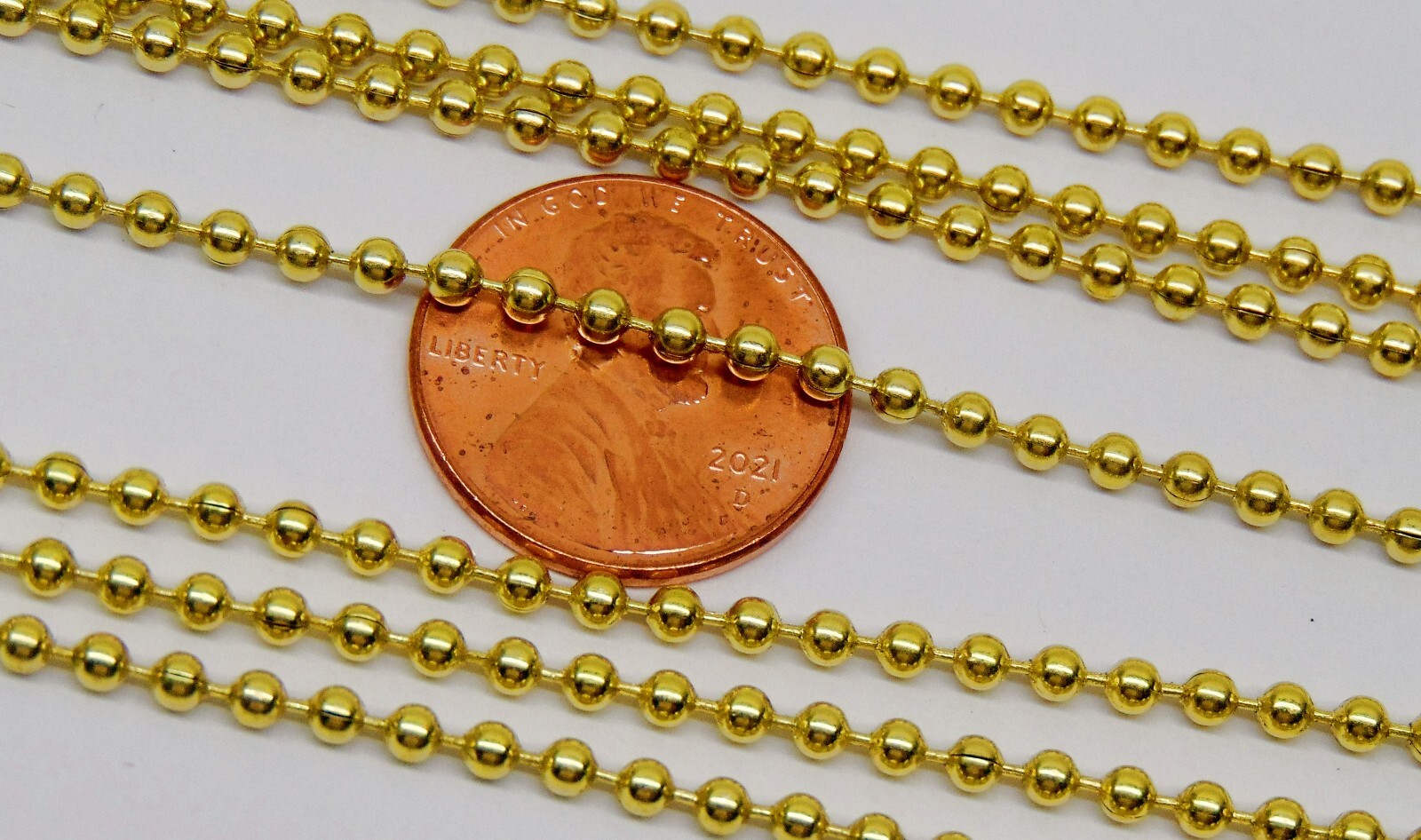 Solid Brass BALL CHAIN 2.4mm Bead #3 ~ Bulk No Lead/Nickel ~Corrosion resistant