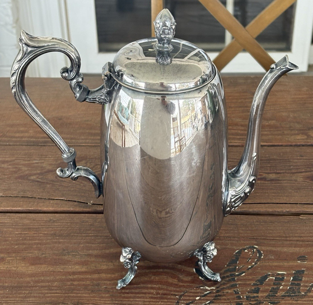 Vintage Sheridan Silver Plate Tea or Coffee Pot ~Silver on Copper