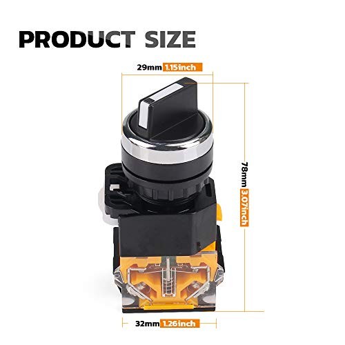 Rotary Switch 2 Positions Select Knob Waterproof Latching Rotary Selector