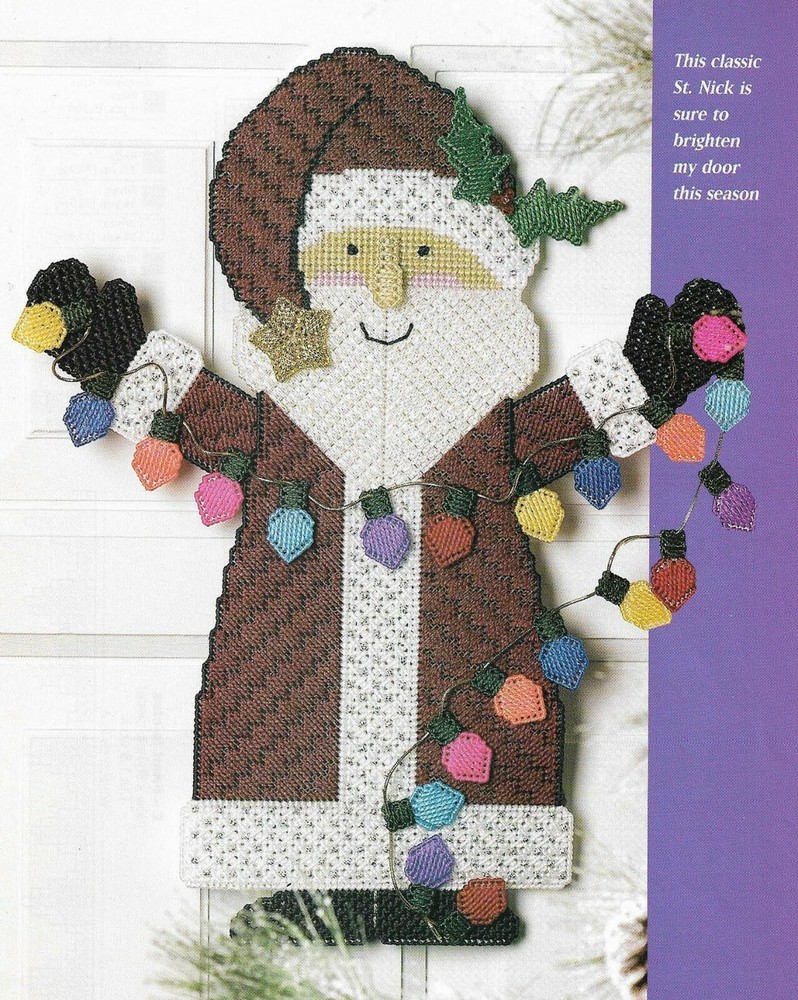 JOLLY ST NICK SANTA CHRISTMAS PLASTIC CANVAS PATTERN INSTRUCTIONS
