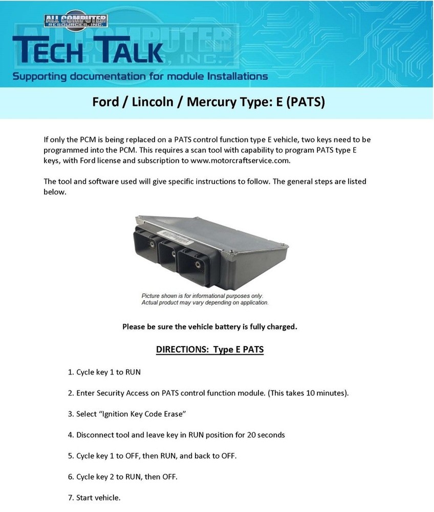 2008 Ford Taurus Engine Computer ECU ECM PCM