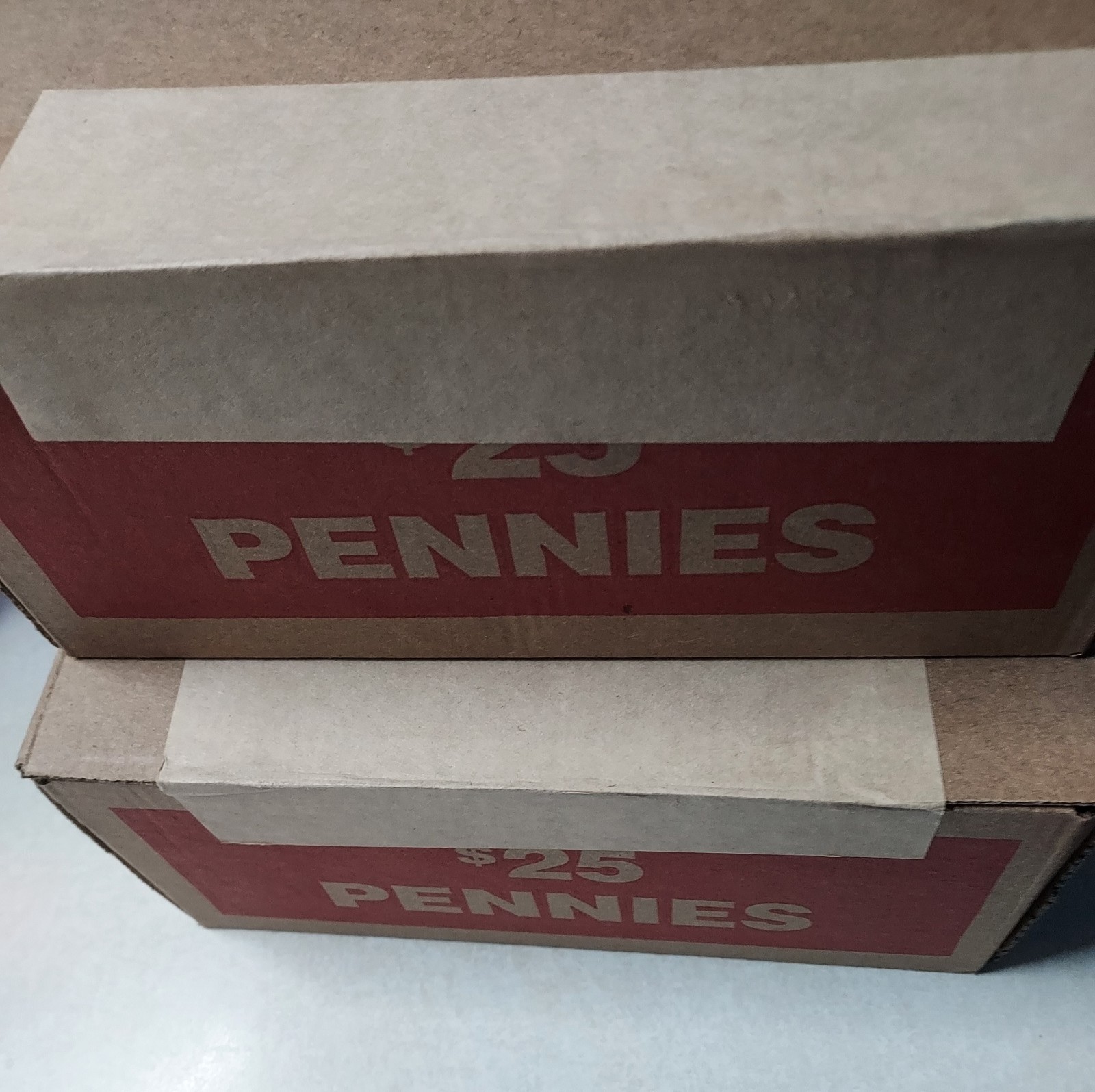 Sealed Box Of Pennies , 50 rolls , $25 face value ,14.8 lbs , unopened