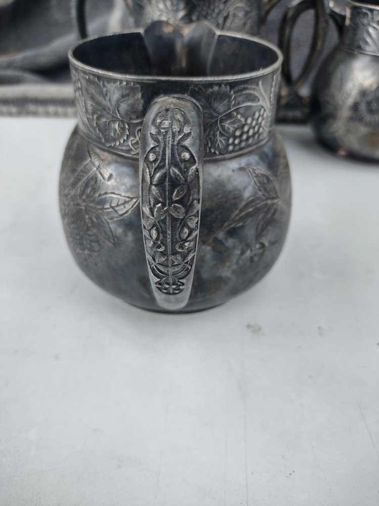 antique 3 pc Pair Point mfg silver plate tea set #324