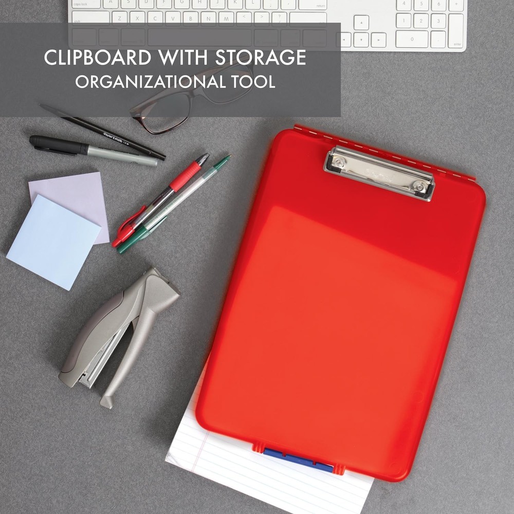 Dexas Slimcase Storage Clipboard, Red