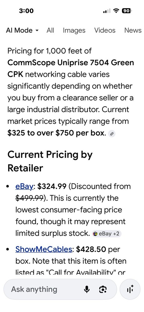 CommScope Cat 6 Network Cable Copper 23AWG Green