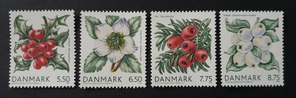 2008 DENMARK DANMARK BERRIES FLOWER VF MNH