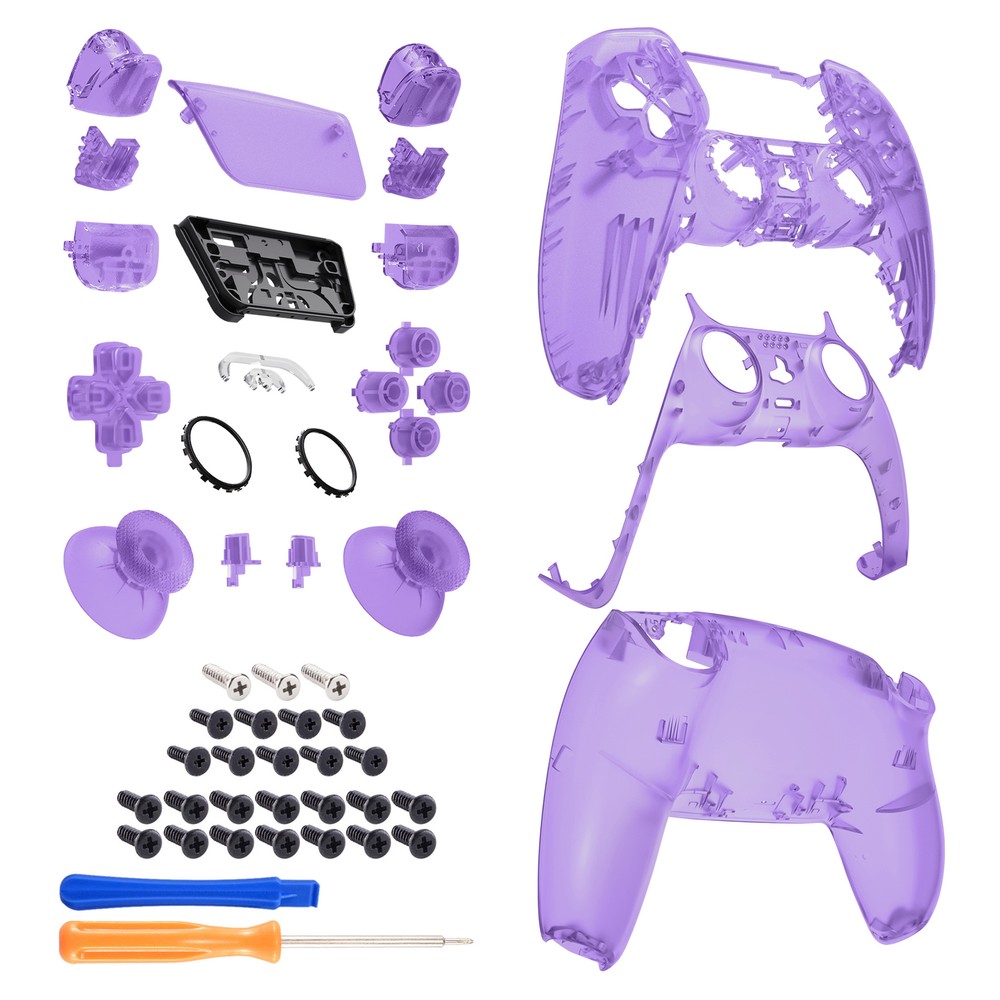 Clear Full Housing Shell Cover & Buttons Kit Replacement For Sony PS5 Controller