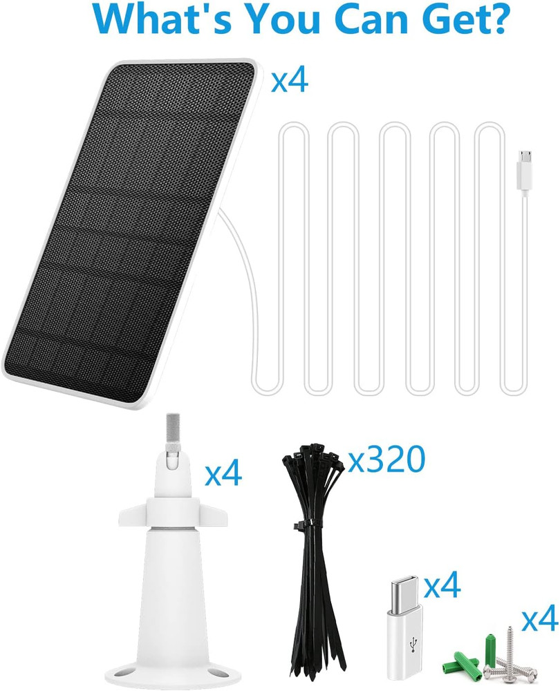 Solar Panel Charger Compatible with Eufycam 3/3C/2C/2C Pro/E40/E20/2/2 Pro/E/L20