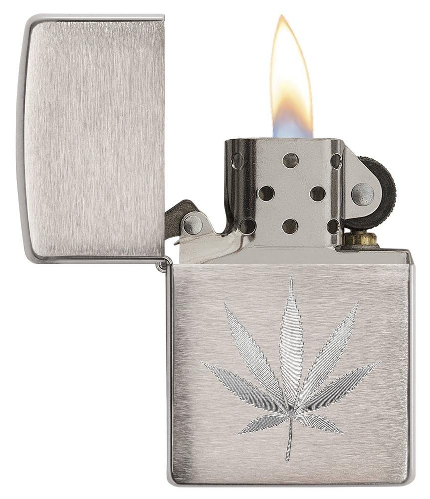 Zippo Lighter - Message Engraved on Backside Leaf Design Windproof Lighter 29587